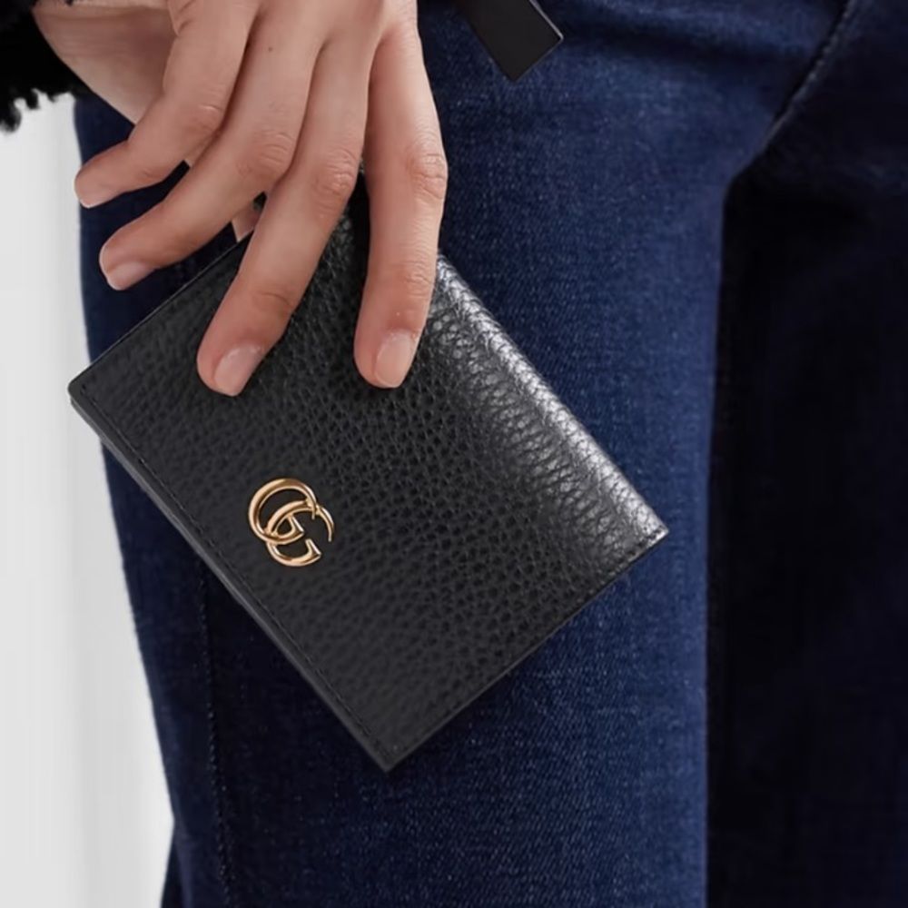 Gucci Black Wallet with Gold Logo